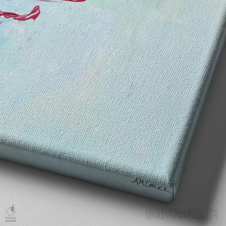 تابلو دوستان چنگالی I اثر آن مری کولیک - نمای نزدیک بافت بوم