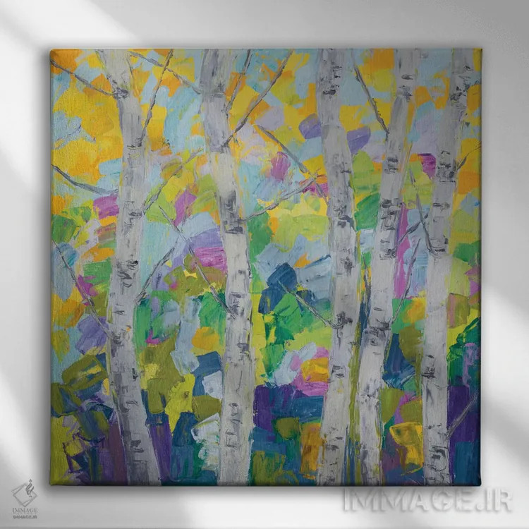 تابلو درخت توس رقصان I اثر آن مری کولیک - نمای روبهرو روی دیوار