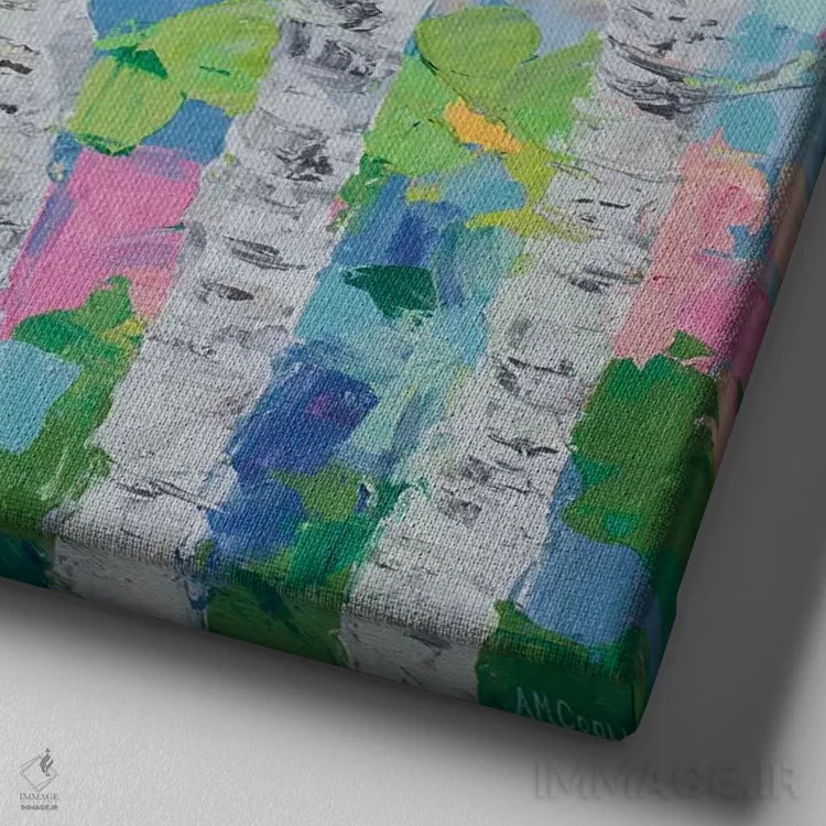 تابلو درخت توس رقصان II اثر آن مری کولیک - نمای نزدیک بافت بوم