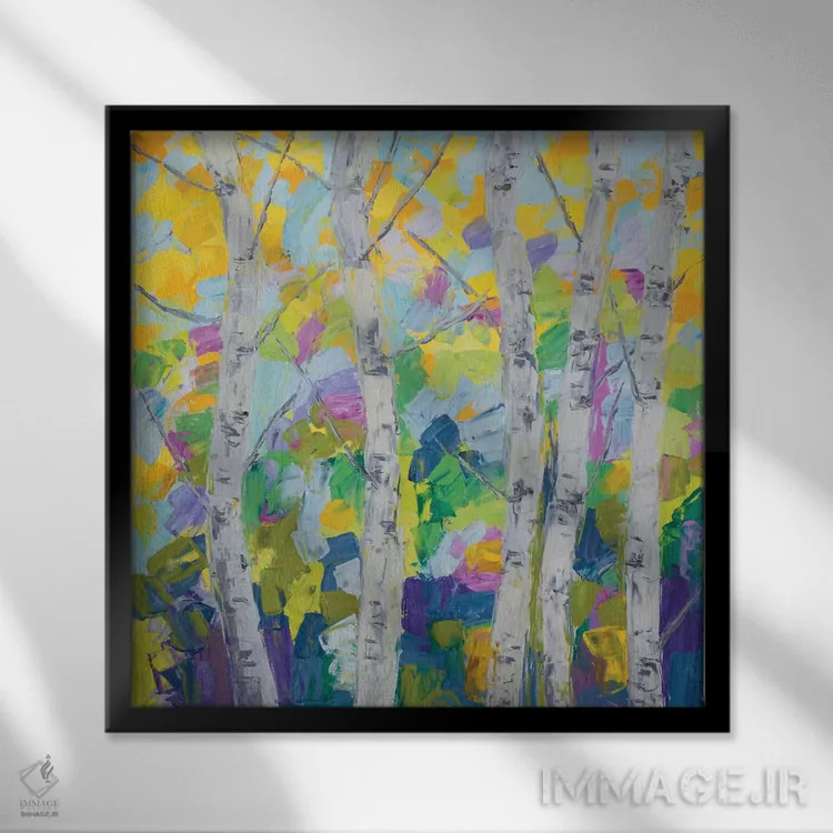 تابلو درخت توس رقصان I اثر آن مری کولیک - نمای قابدار مشکی