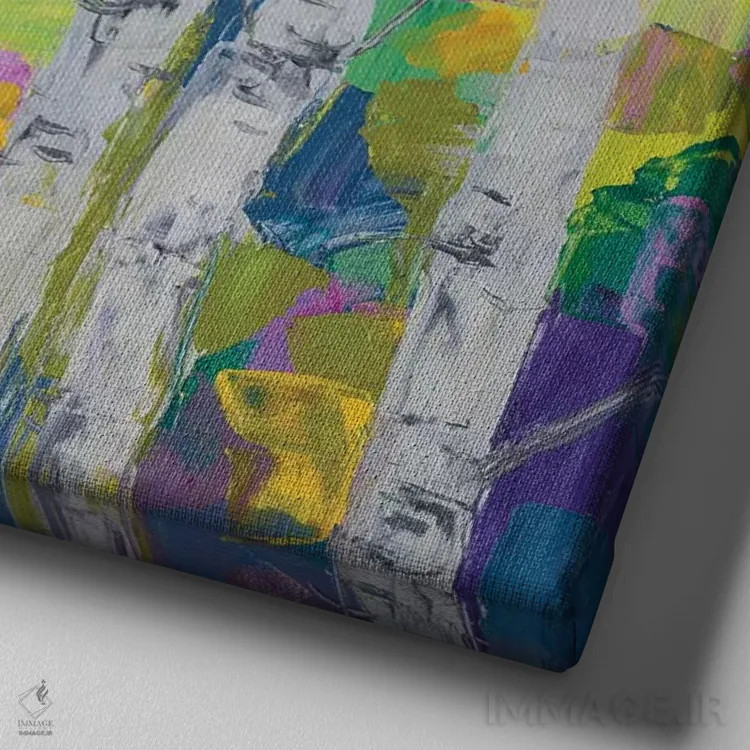 تابلو درخت توس رقصان I اثر آن مری کولیک - نمای نزدیک بافت بوم