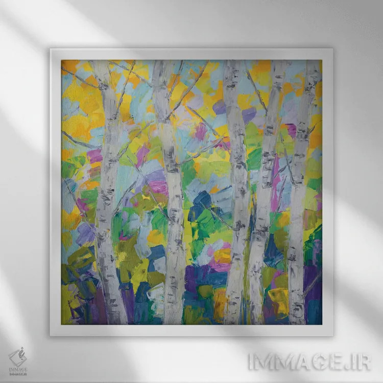 تابلو درخت توس رقصان I اثر آن مری کولیک - نمای قابدار سفید