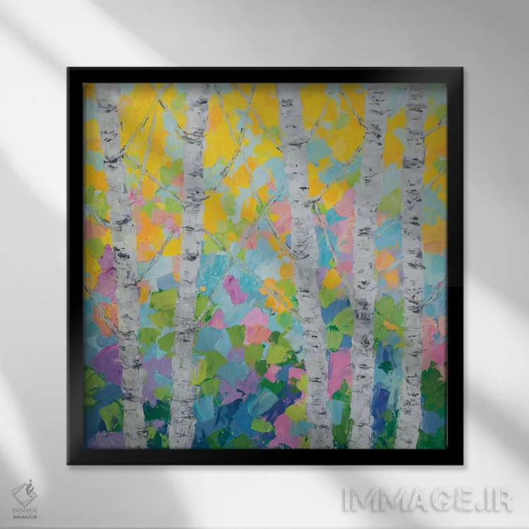 تابلو درخت توس رقصان II اثر آن مری کولیک - نمای قابدار مشکی