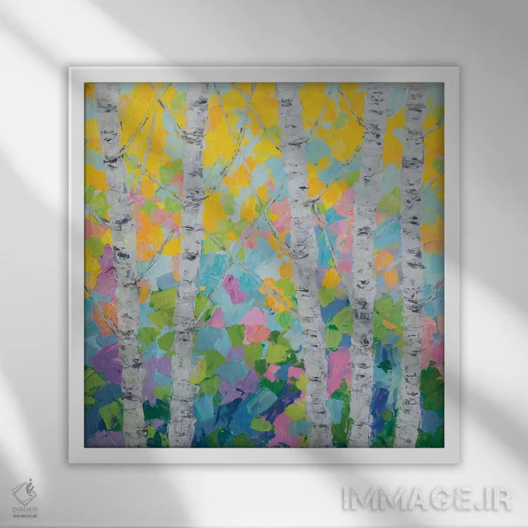 تابلو درخت توس رقصان II اثر آن مری کولیک - نمای قابدار سفید