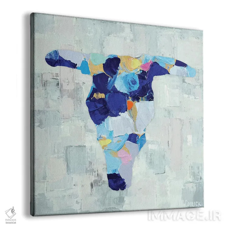 تابلو جمجمه گاو موزائیکی اثر آن مری کولیک - نمای پرسپکتیو محصول