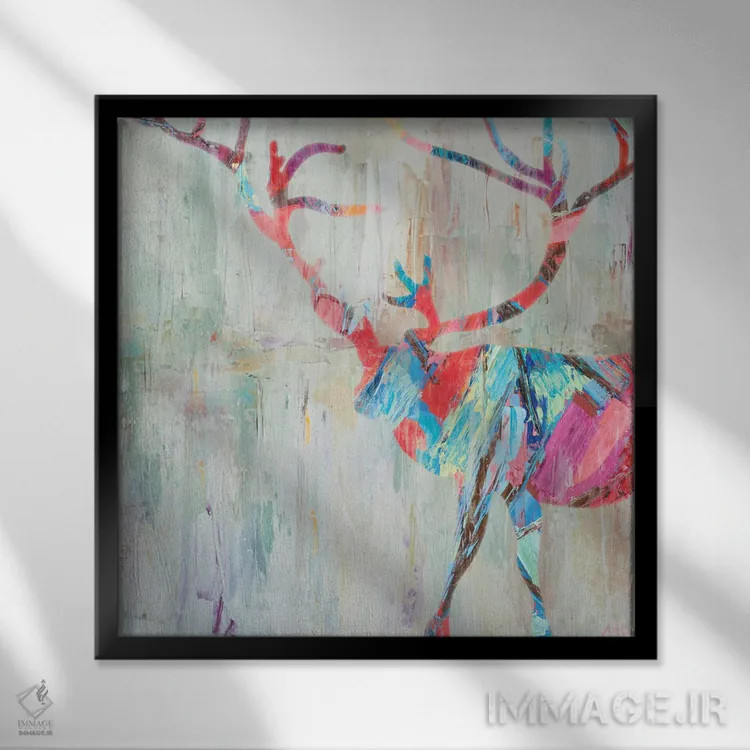 تابلو گوزن ریزوم اثر آن مری کولیک - نمای قابدار مشکی