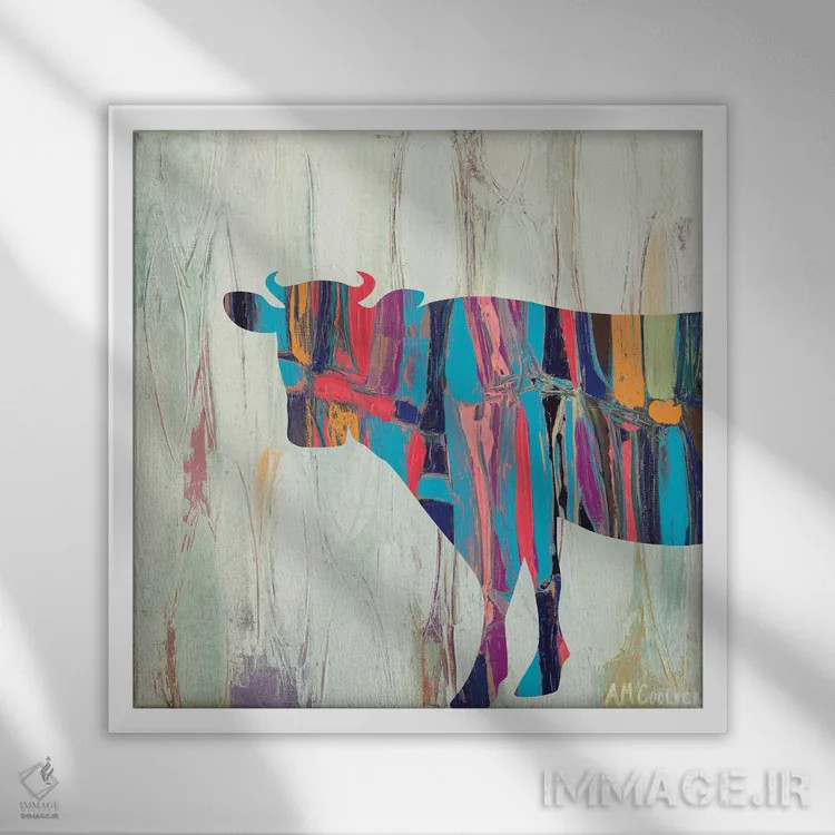 تابلو گاو ریزوم اثر آن مری کولیک - نمای قابدار سفید