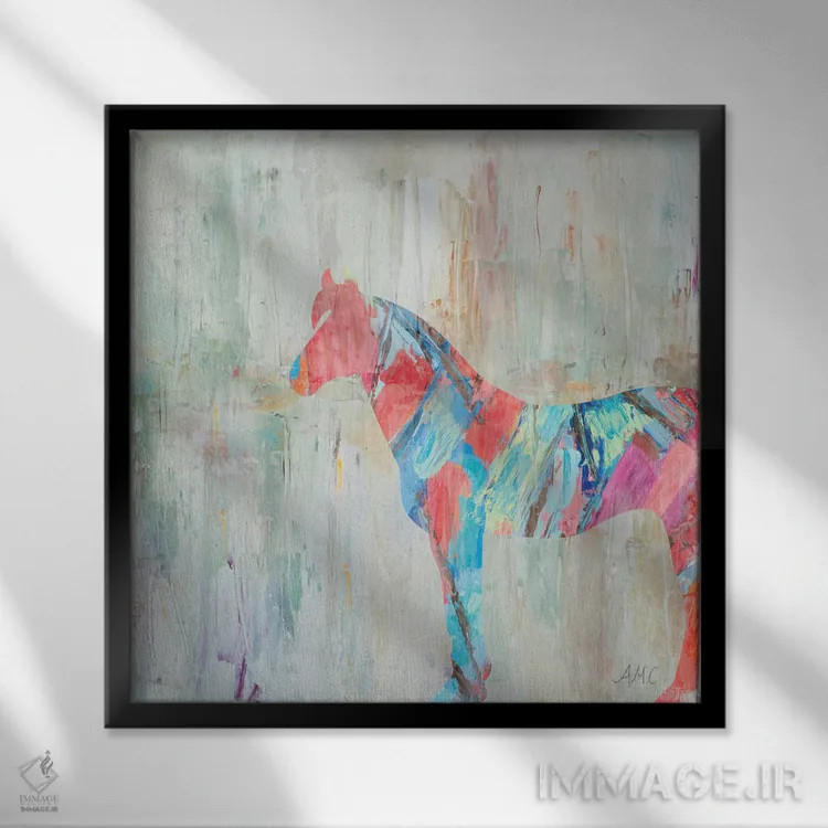 تابلو اسب ریزوم اثر آن مری کولیک - نمای قابدار مشکی