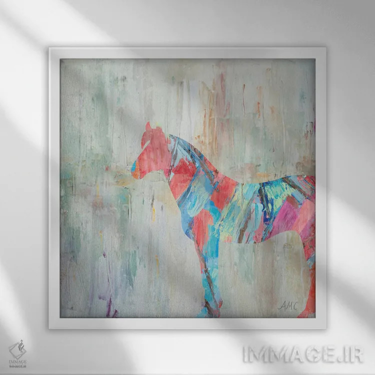 تابلو اسب ریزوم اثر آن مری کولیک - نمای قابدار سفید