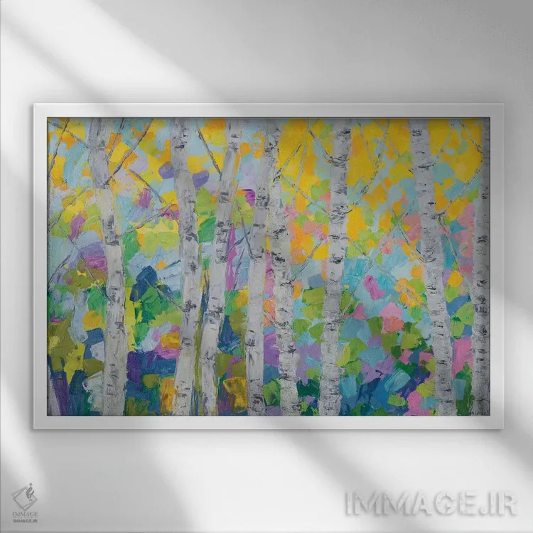 تابلو درخت غان رقصان اثر آن مری کولیک - نمای قابدار سفید