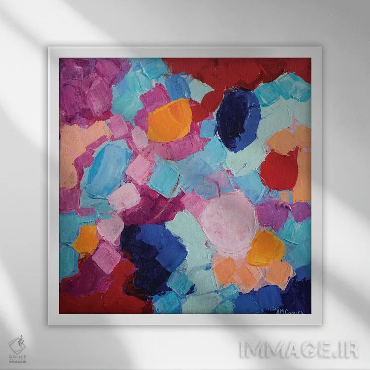 تابلو جشن آمبی شکل گلی I اثر آن مری کولیک - نمای قابدار سفید