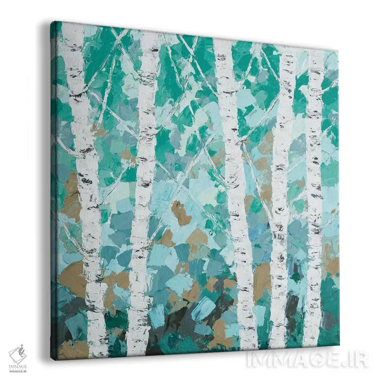تابلو درخت غان رقصان سبزآبی اثر آن مری کولیک - نمای پرسپکتیو محصول