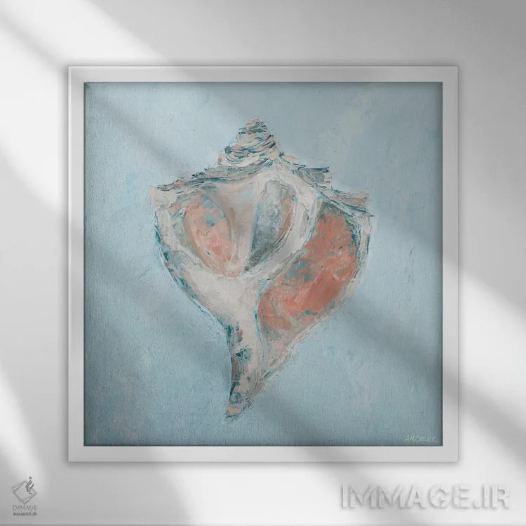 تابلو صدف و گوشماهی I اثر آن مری کولیک - نمای قابدار سفید