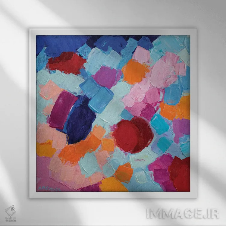 تابلو جشن آمبی شکل گلی II اثر آن مری کولیک - نمای قابدار سفید