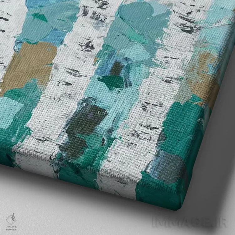 تابلو درخت غان رقصان سبزآبی اثر آن مری کولیک - نمای نزدیک بافت بوم