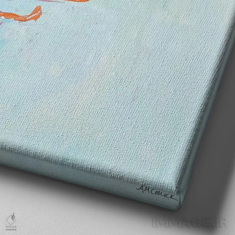 تابلو دوستان چنگ نارنجی I اثر آن مری کولیک - نمای نزدیک بافت بوم