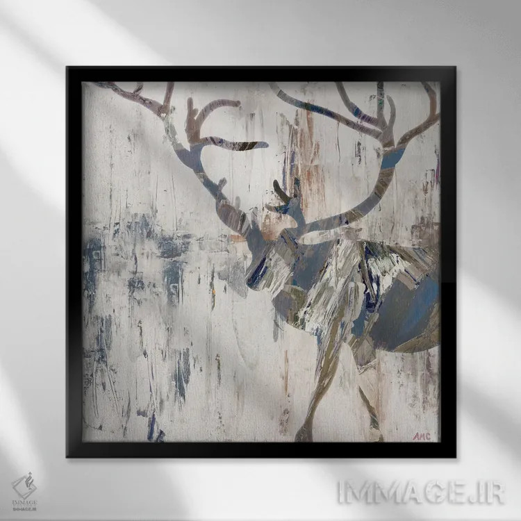 تابلو گوزن ریزوم خنثی اثر آن مری کولیک - نمای قابدار مشکی