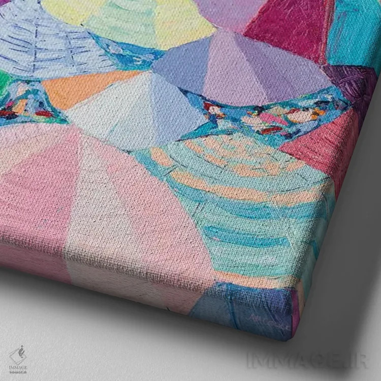 تابلو ملت چترها اثر آن مری کولیک - نمای نزدیک بافت بوم