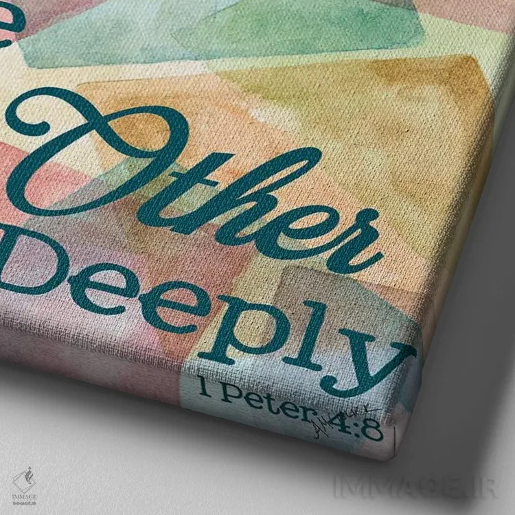 تابلو یکدیگر را عمیقاً دوست بدارید اثر آن مری کولیک - نمای نزدیک بافت بوم