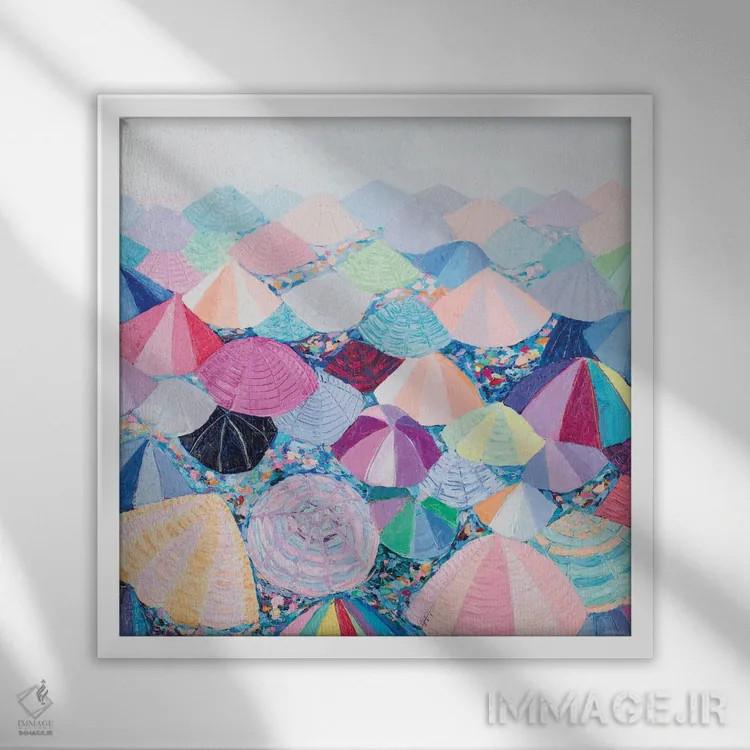 تابلو ملت چترها اثر آن مری کولیک - نمای قابدار سفید