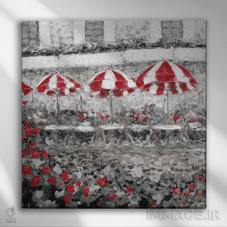 تابلو پاشش قرمز در پاریس II اثر آن مری کولیک - نمای روبهرو روی دیوار