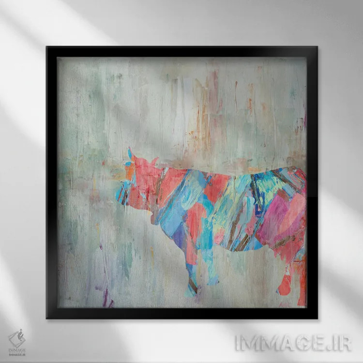 تابلو گاو ریزوم ملایم اثر آن مری کولیک - نمای قابدار مشکی