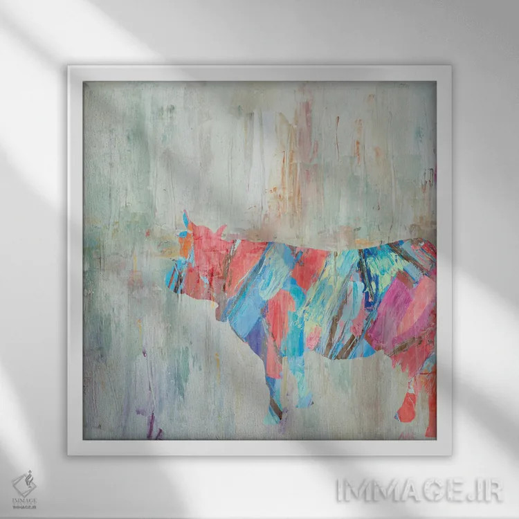 تابلو گاو ریزوم ملایم اثر آن مری کولیک - نمای قابدار سفید