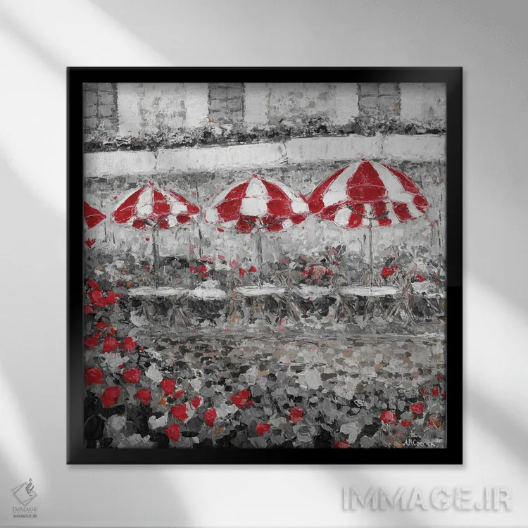 تابلو پاشش قرمز در پاریس II اثر آن مری کولیک - نمای قابدار مشکی