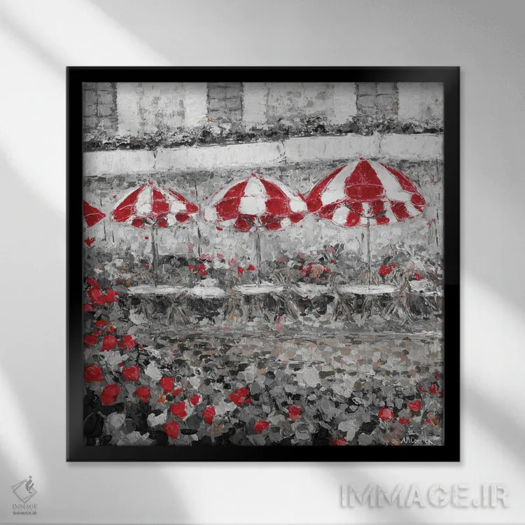 تابلو پاشش قرمز در پاریس II اثر آن مری کولیک - نمای قابدار مشکی