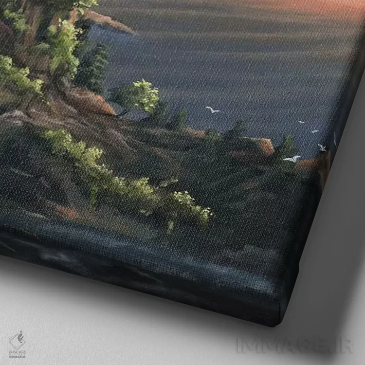 تابلو اتاقی با منظره اثر کریستوفر لیتر - نمای نزدیک بافت بوم