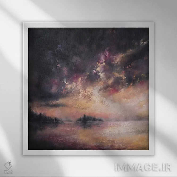 تابلو هنگامی که غروب شامگاهی محو میشود اثر کریستوفر لیتر - نمای قابدار سفید