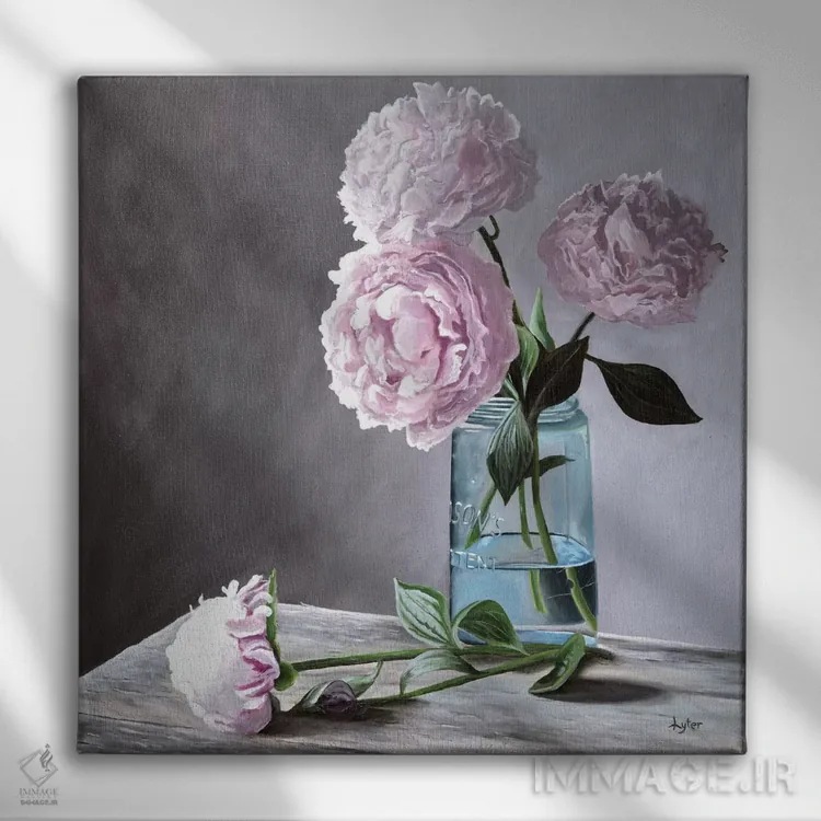 تابلو گلهای صدتومانی لیزا اثر کریستوفر لیتر - نمای روبهرو روی دیوار