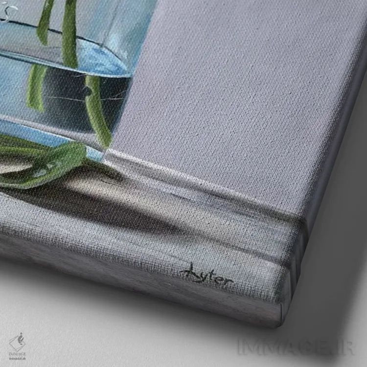 تابلو گلهای صدتومانی لیزا اثر کریستوفر لیتر - نمای نزدیک بافت بوم