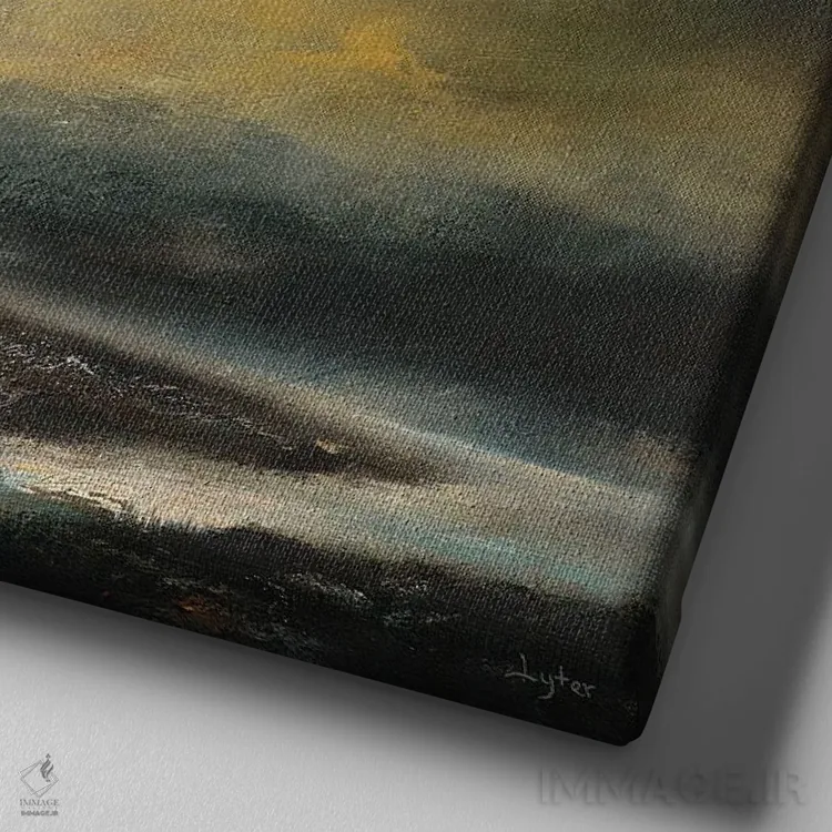 تابلو آبها همیشه در جریاناند اثر کریستوفر لیتر - نمای نزدیک بافت بوم