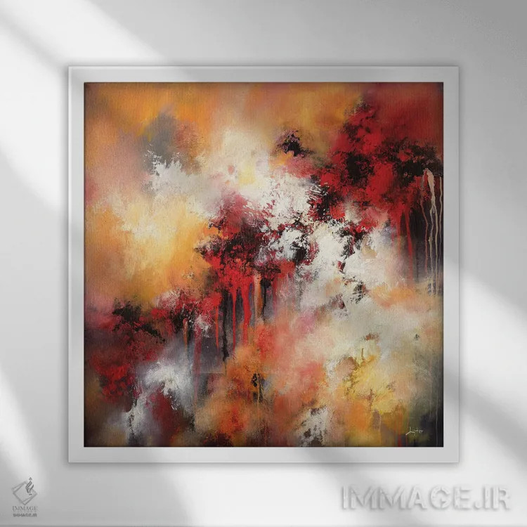 تابلو با شعلههایی به رنگهای گوناگون اثر کریستوفر لیتر - نمای قابدار سفید