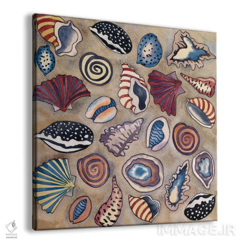 تابلو صدفهای دریایی - مربعی اثر کاریسا لومینس - نمای پرسپکتیو محصول
