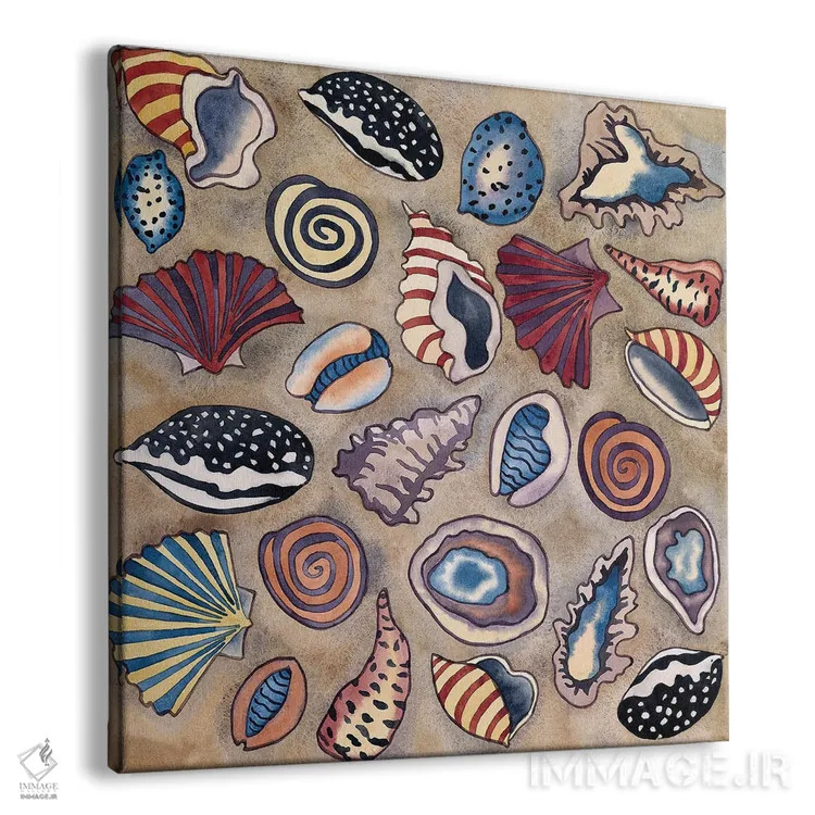 تابلو صدفهای دریایی - مربعی اثر کاریسا لومینس - نمای پرسپکتیو محصول