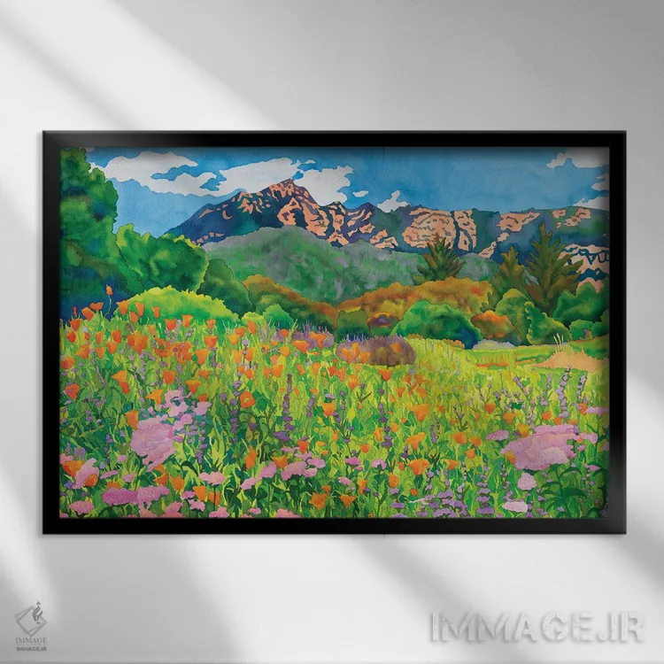 تابلو باغ گیاهشناسی سانتا باربارا (کالیفرنیا) اثر کاریسا لومینس - نمای قابدار مشکی