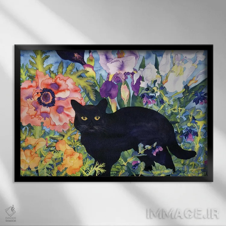 تابلو جادوی گربهٔ سیاه اثر کاریسا لومینس - نمای قابدار مشکی