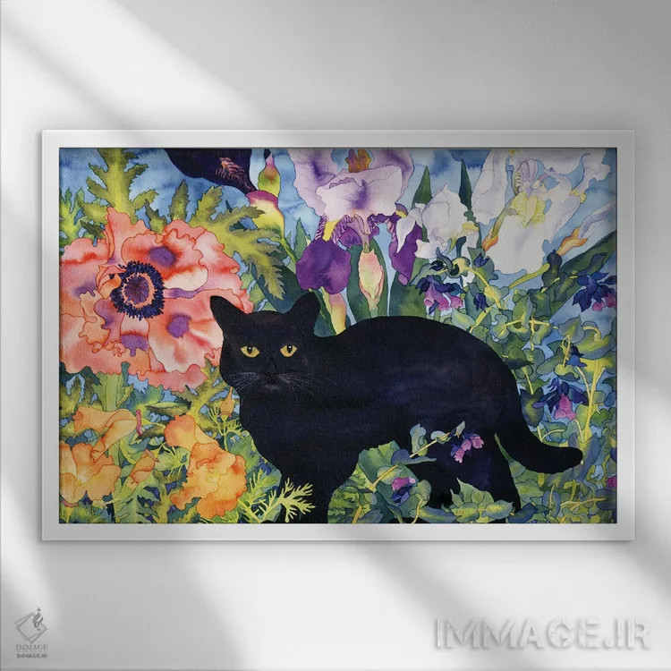 تابلو جادوی گربهٔ سیاه اثر کاریسا لومینس - نمای قابدار سفید