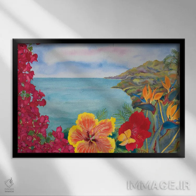 تابلو این زمین نیکو اثر کاریسا لومینس - نمای قابدار مشکی