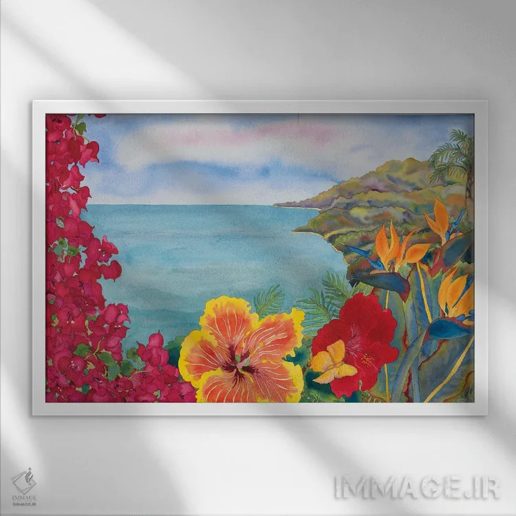 تابلو این زمین نیکو اثر کاریسا لومینس - نمای قابدار سفید