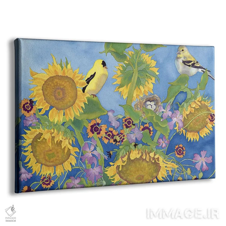 تابلو سهرههای طلایی با گلهای آفتابگردان اثر کاریسا لومینس - نمای پرسپکتیو محصول