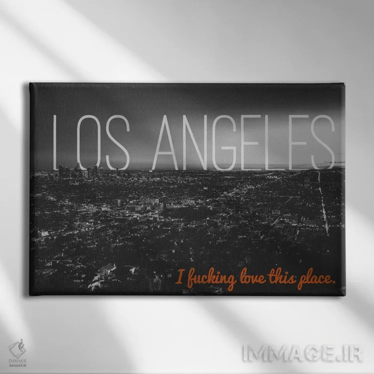 تابلو عشق لسآنجلس (سیاه و سفید) اثر فایو بای فایو کالکتیو - نمای روبهرو روی دیوار