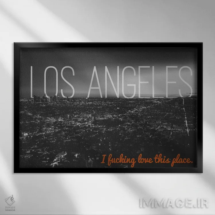 تابلو عشق لسآنجلس (سیاه و سفید) اثر فایو بای فایو کالکتیو - نمای قابدار مشکی
