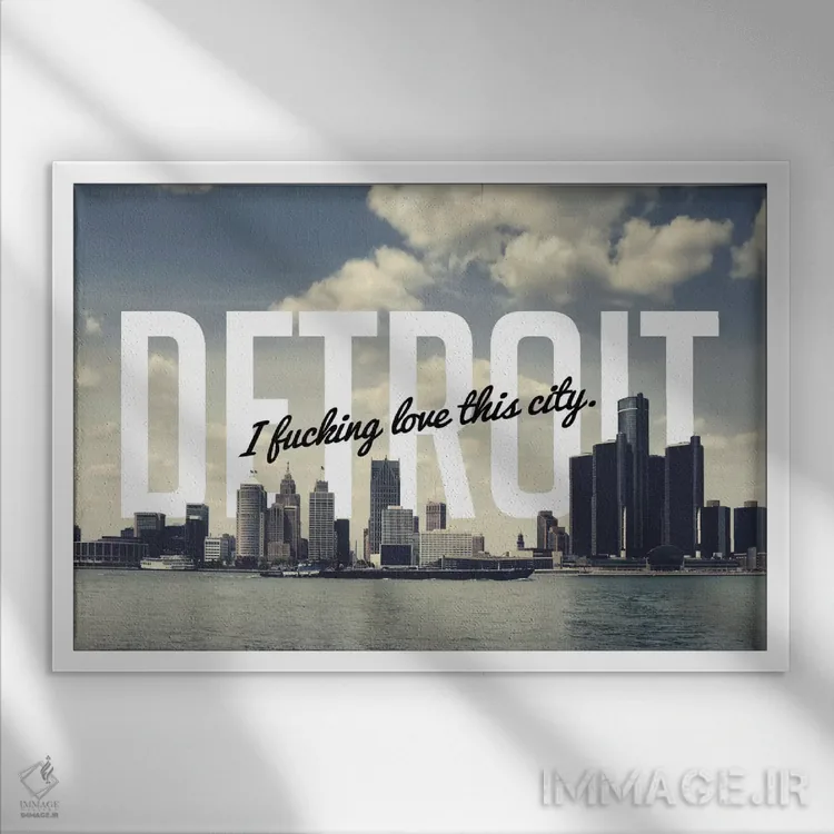 تابلو عشق دیترویت اثر فایو بای فایو کالکتیو - نمای قابدار سفید