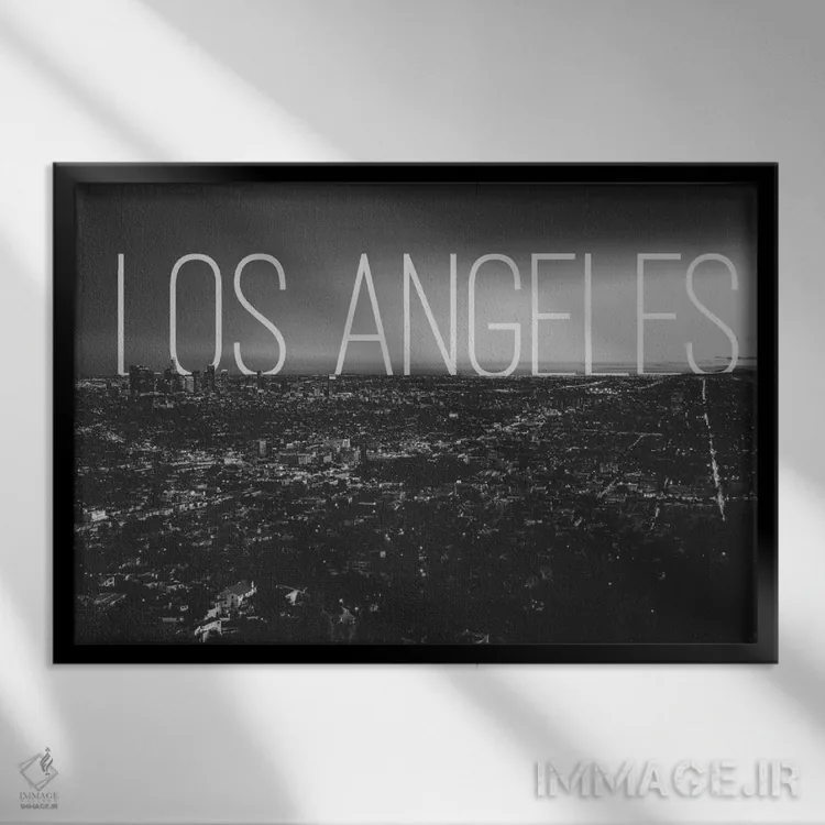 تابلو لسآنجلس (سیاه و سفید) اثر فایو بای فایو کالکتیو - نمای قابدار مشکی