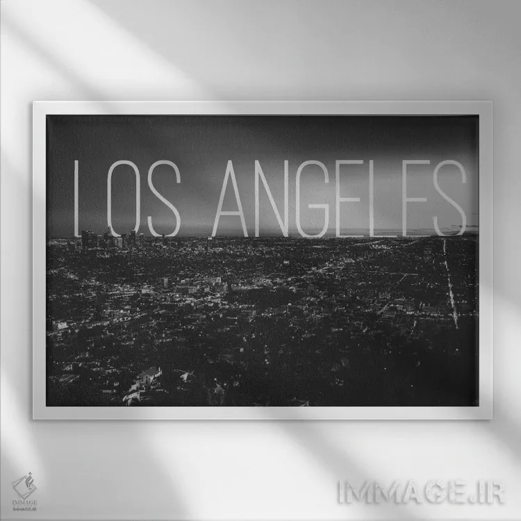 تابلو لسآنجلس (سیاه و سفید) اثر فایو بای فایو کالکتیو - نمای قابدار سفید