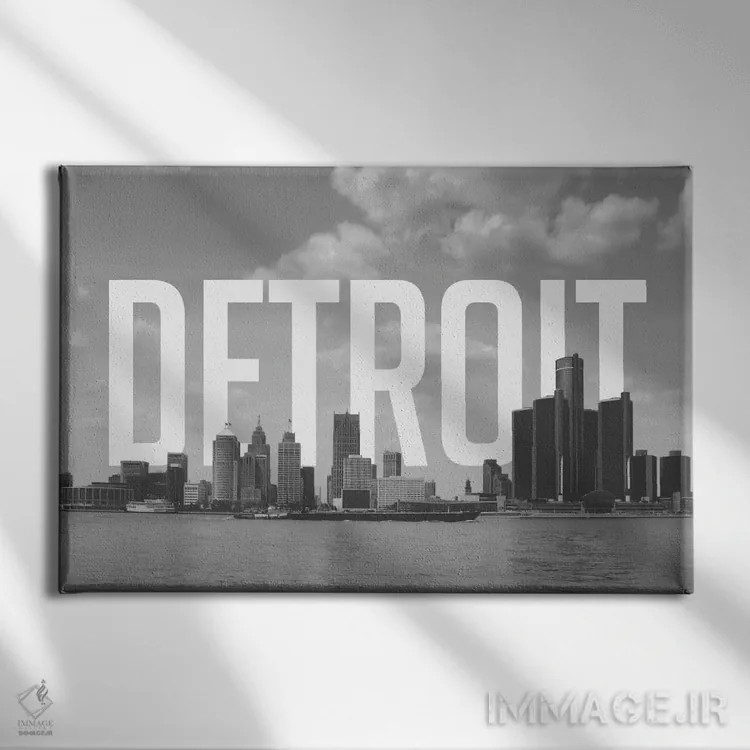 تابلو دیترویت (سیاه و سفید) اثر فایو بای فایو کالکتیو - نمای روبهرو روی دیوار