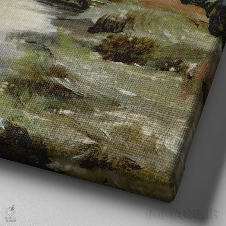 تابلو جویبار کوهستانی اثر کولمن سنکال - نمای نزدیک بافت بوم